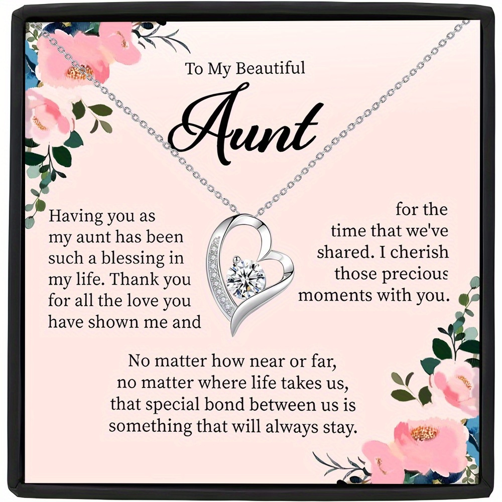 TEMU Heart Necklace For Aunt | Plated K, Synthetic Zirconia, Boho Style, Suitable For Christmas, Birthday, Valentine's Day, Mother's Day, Wearable