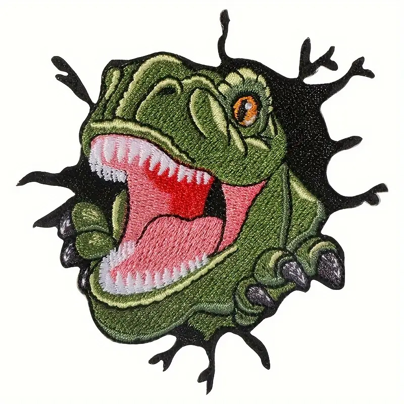 1 Pack Dinosaur Embroidery Patch Hot Melt Adhesive Rex Fabric Patch
