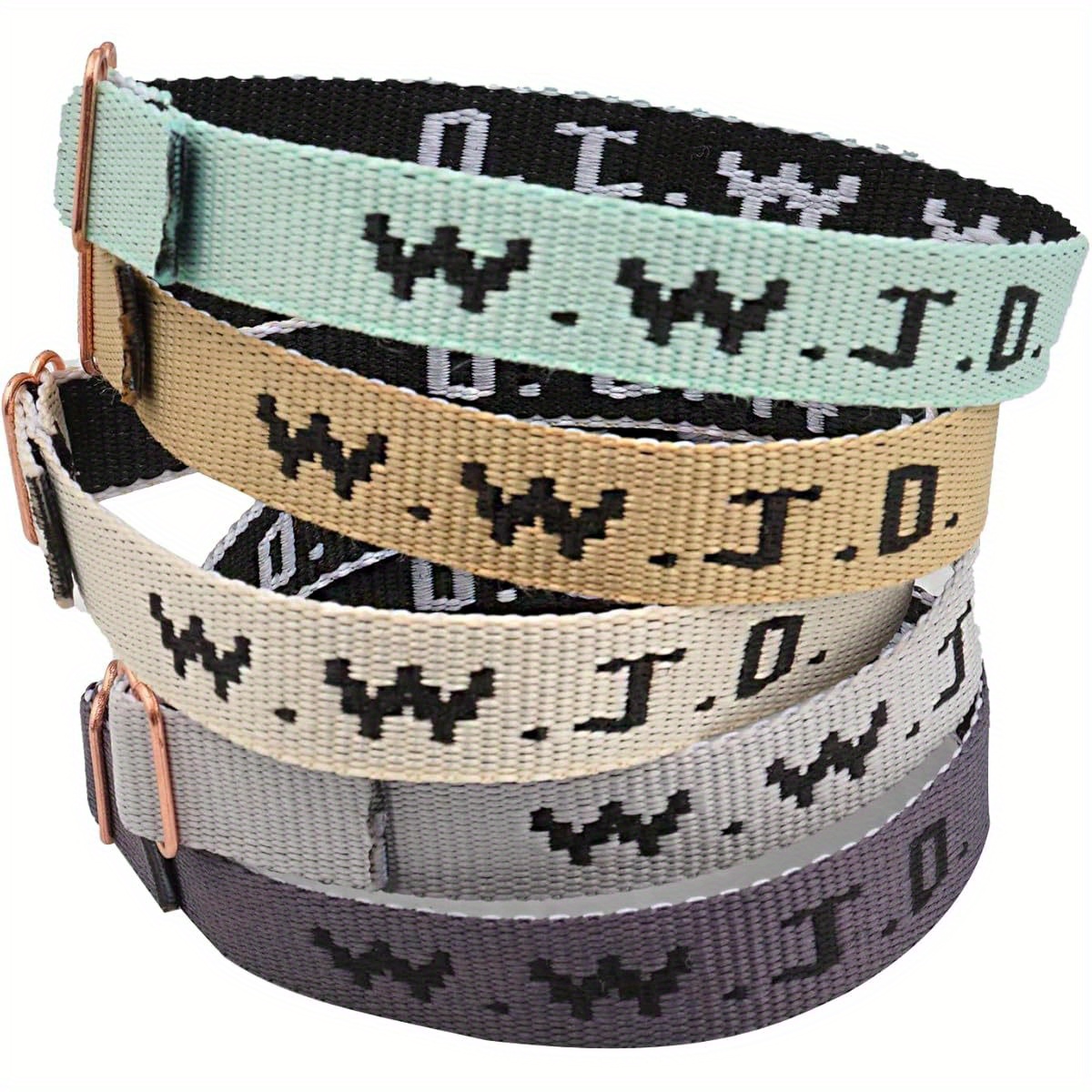 WWJD Bracelets Set, 5pcs, Webbing What Would Jesus Do Bracelets Christian Handmade Colorful Adjustable Religious Woven Wristbands for Fundraisers, For Teenager