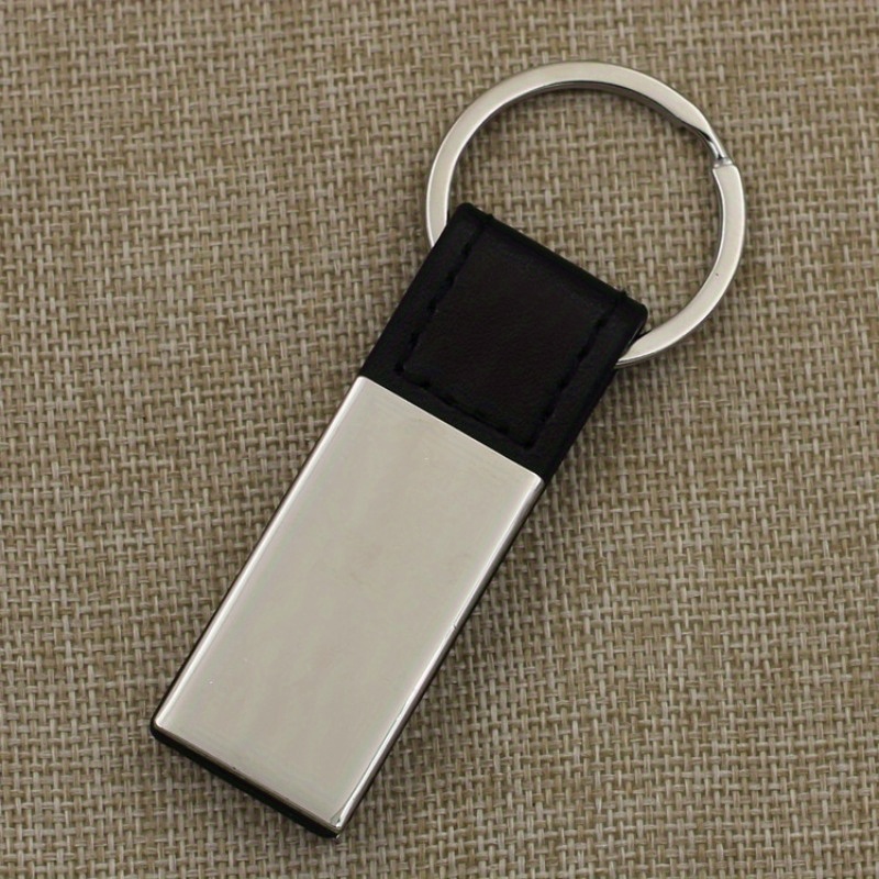 TEMU Fashionable Keychain Customizable - Alloy Metal Oblong Keyring For Business And
