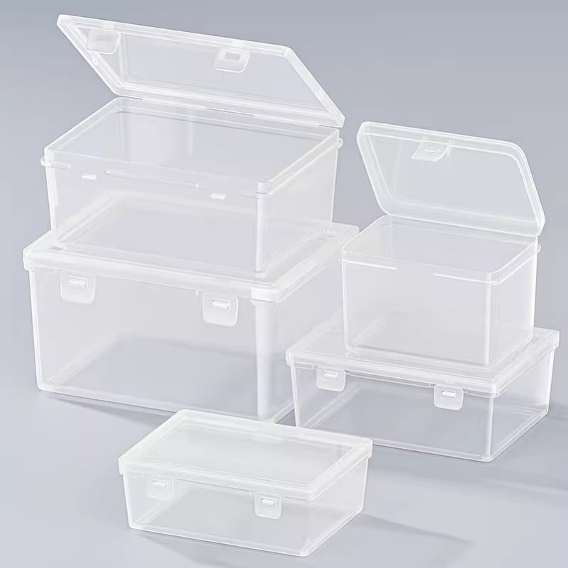 4pcs Transparent Stackable Organizer Boxes with Secure Flip-Top Lids