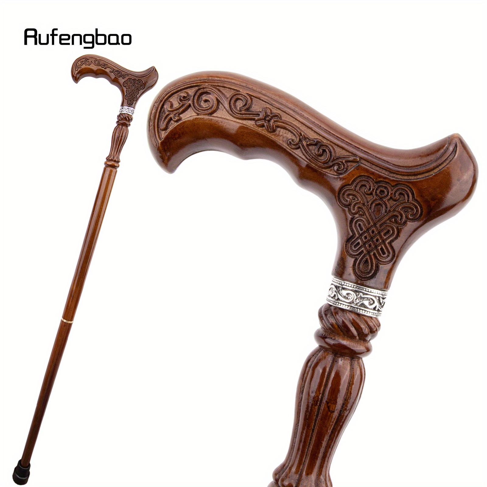 Image of Chinese Knot Brown Wooden Fashion Stick Decorative Vampire Cosplay Party Cane Halloween Mace Wand Crosier 93cm, For Cosplay & Party