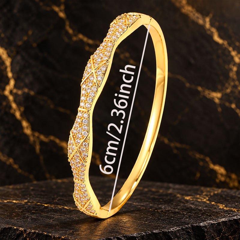 Women's 2pcs Copper Bangle and Stainless Steel Ring Set