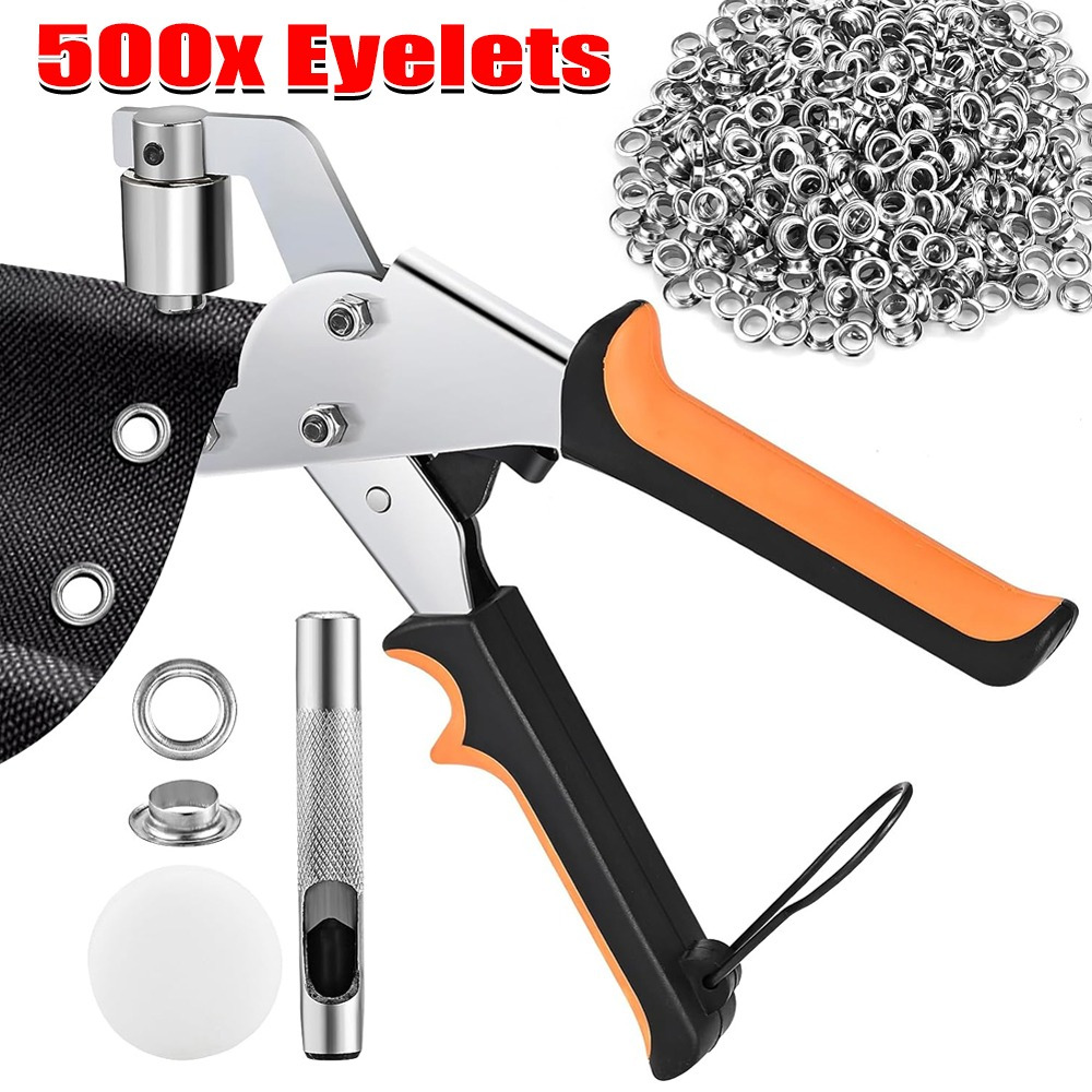 Image of 1set Multipurpose Punch Set With 500 Holes (10 Mm Diameter), Manual Stainless Steel Magnetic Punch, Suitable For Tarpaulins, Cardboard, Pvc Flags, Leather, Etc.