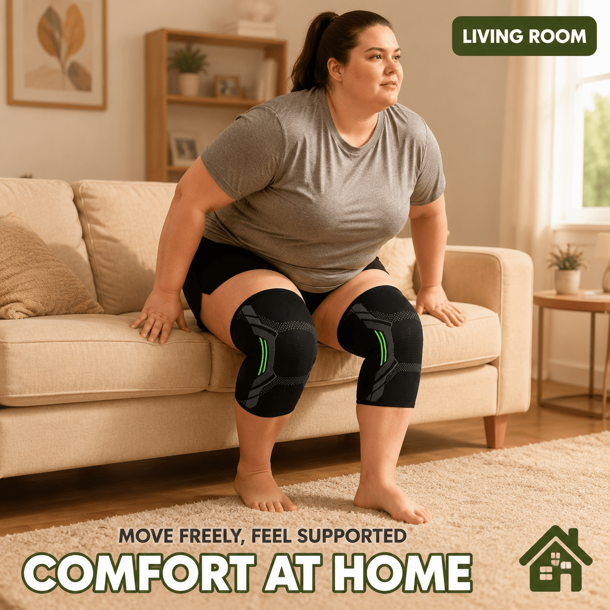 TEMU Plus Size Large Size Leg Sleeve Knee Sleeve, 2-pc Designed For Overweight Individuals, Support And Pressure Relief Suitable For Daily Wear,