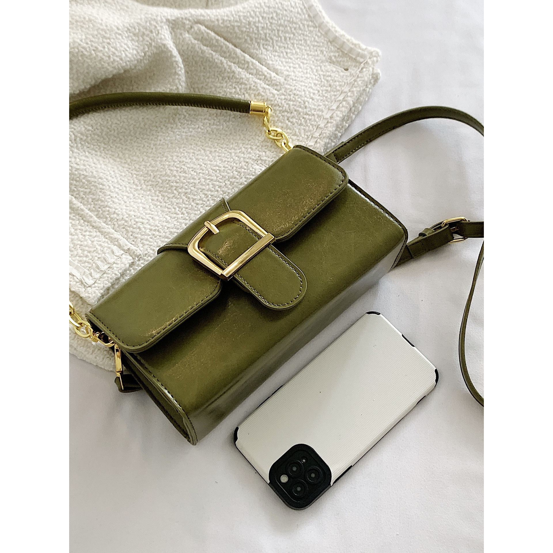 Image of Fashionable Small Square Bag 2026, Popular This Year, , Single Shoulder Crossbody Bag With Lock Clasp, Commuter Underarm Bag For Women