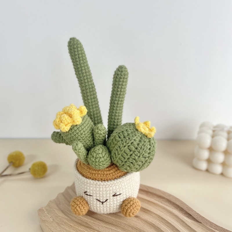 handmade crochet cactus potted plant green - Temu Mexico