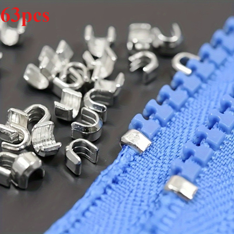 TEMU 63pcs Zipper U-shaped Tag Zipper Repair Accessories, Prevents Zipper Pull Detachment, Clothing And Bag Closure Stoppers, Repair Parts