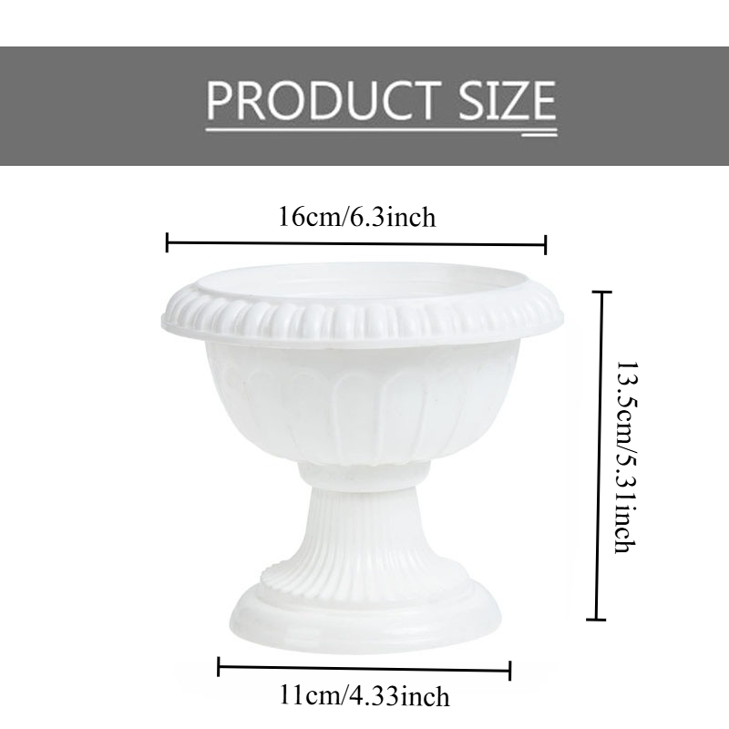 TEMU 1pc White Plastic Flower Pot, Wedding Decorative Flower Pot, Classic Traditional Urn-shaped Flower Pot, Outdoor And Indoor Flower Pot, Creative
