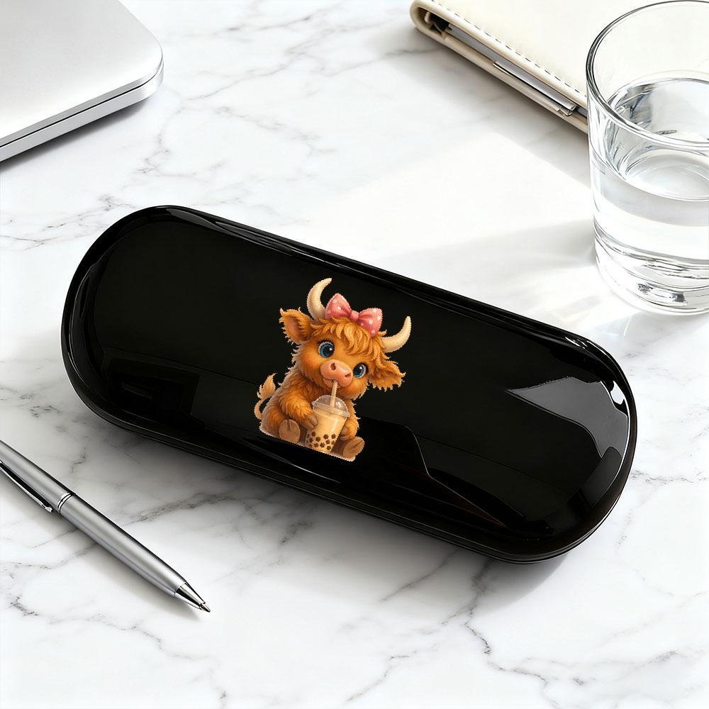 TEMU Highland Cow Pattern Glasses Case - Hard Shell Sunglasses Organizer, Perfect As A Unique Birthday Gift For Women, Ideal For Travel And Storage -