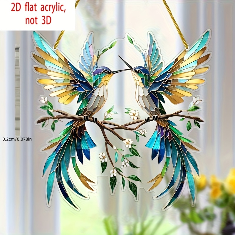 TEMU Attrape-soleil plat 2D, coloré et fleur en acrylique, décoration à double suspendre, jardin de printemps et d'été, fenêtre, porche, fête et