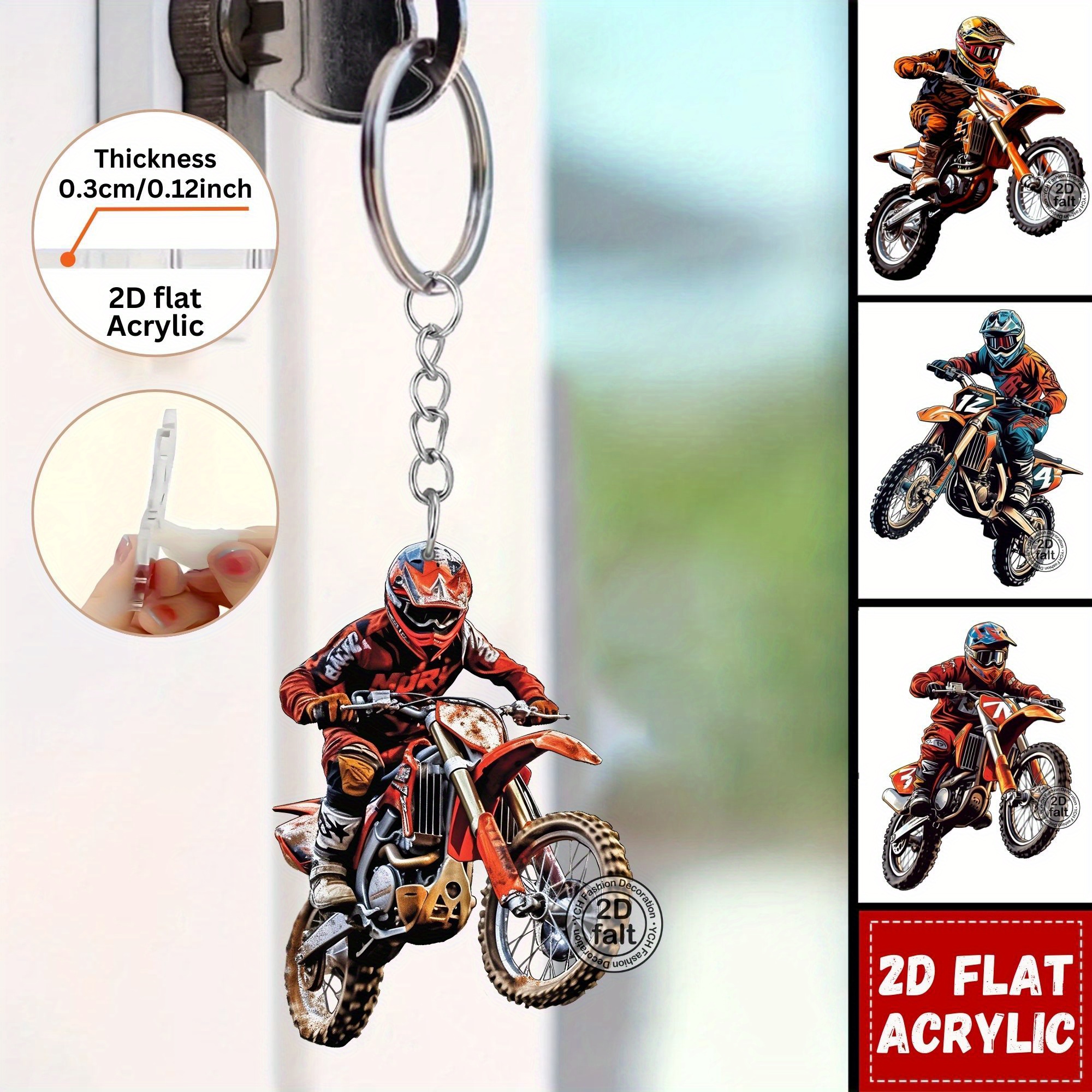 1pc sporty racing motorcycle keychain vibrant durable plastic with