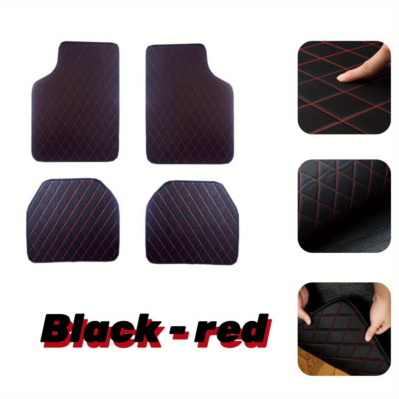 TEMU Universal Pvc Floor Mats For From 2003 To 2009, In 4pcs, With 6 Color , Featuring A Diamond Design, Stylish And Easy, Suitable For All Genders,