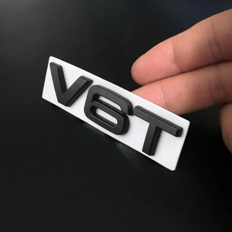 E-shop V6T Emblem Kompatibel mit A4L A5 A6L A7 A8L TT RS7 SQ5 - Robustes, Chrom und Mattes , Aufklebbares Auto-Seitenemblem mit Auspuffabzeichen für