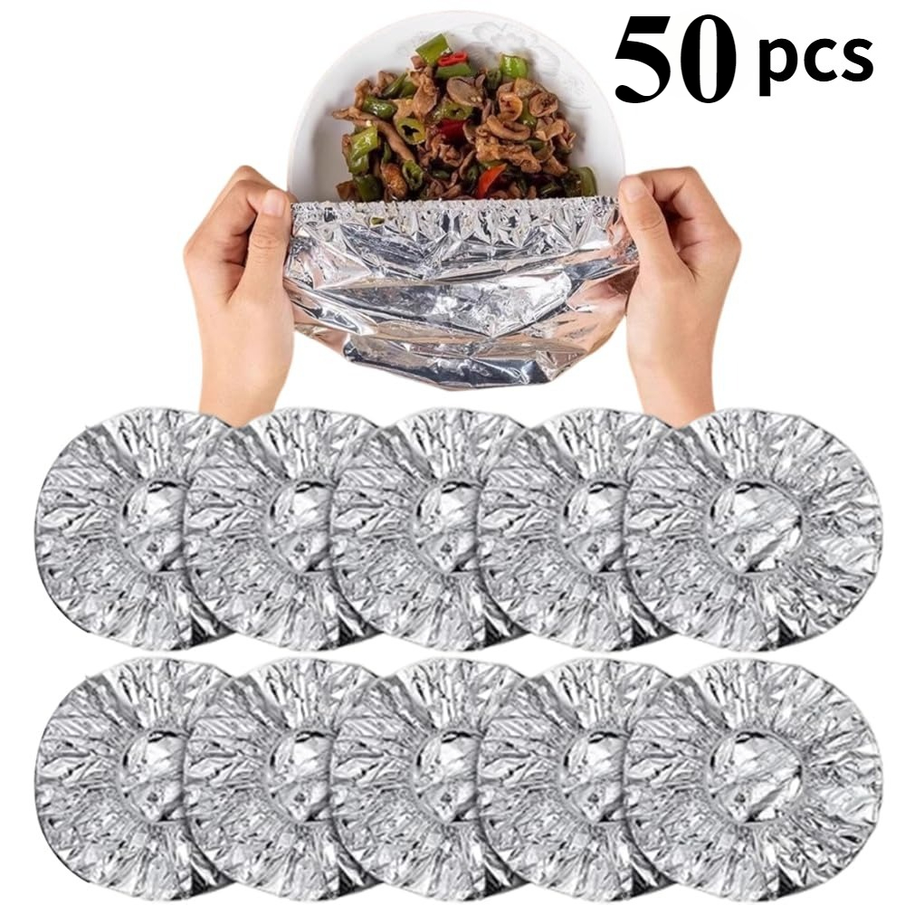 50pcs Kitchen Insulation Cover, Food Aluminum Foil Insulation Cover, Food Cover Reused For Hot Food Storage , As Well As Fruit Tableware