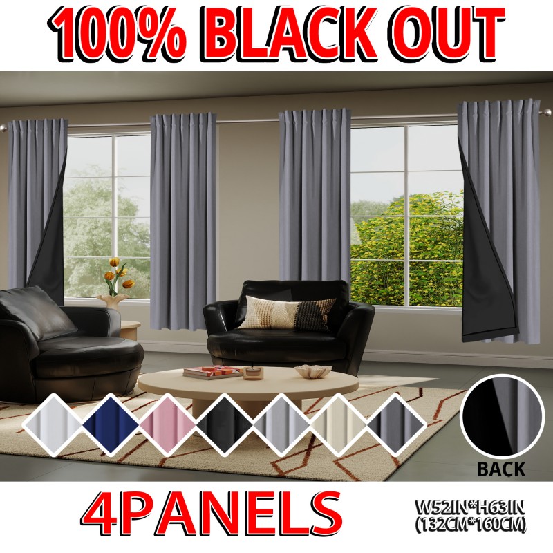 TEMU 4pcs Set, Polyester Material, Retro Laminated Design, 100% Blackout Noise Insulation Thermal Curtain, Rod Pocket Hanging Design, Modern Easy