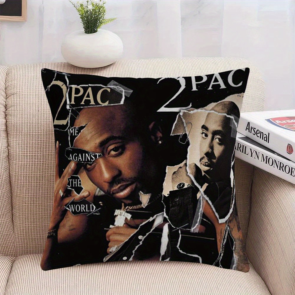 

1pc Rapper 2d Design Cartoon Style Cushion Cover, Decorative Print On , Ideal For Any Room Type - 18x18 Inch (pillow Insert Not Included).