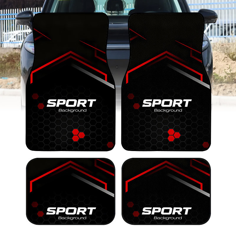 E-shop 4er-Set Fußmatten mit Aufdruck - Robuste Polyester Fußraummatte, sicher und praktisch, Geschenkidee, langlebig, passend für Trucks, Limousinen,