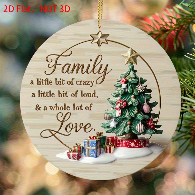 TEMU 2d Flat Christmas Tree Decoration - A Family-themed Holiday Wall Hanging That Requires No Electricity - Perfect For Displaying In Home Windows