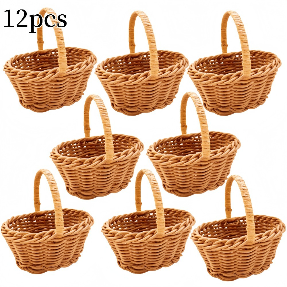 TEMU 12 Mini Cesti a , Mini Cesti Porta Fiori, Decorazioni per Matrimoni e Articoli per Feste, Cesti Decorativi Portatili per la Casa, Ornamenti per