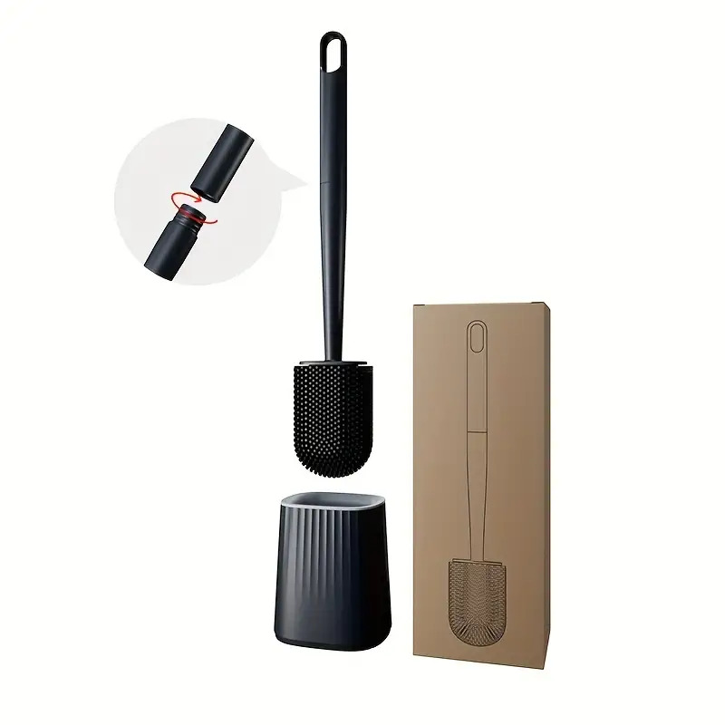 A Large-headed Soft Toilet Brush For Home Use, Featuring A Detachable Handle And A Wall-mounted Design That Drilling