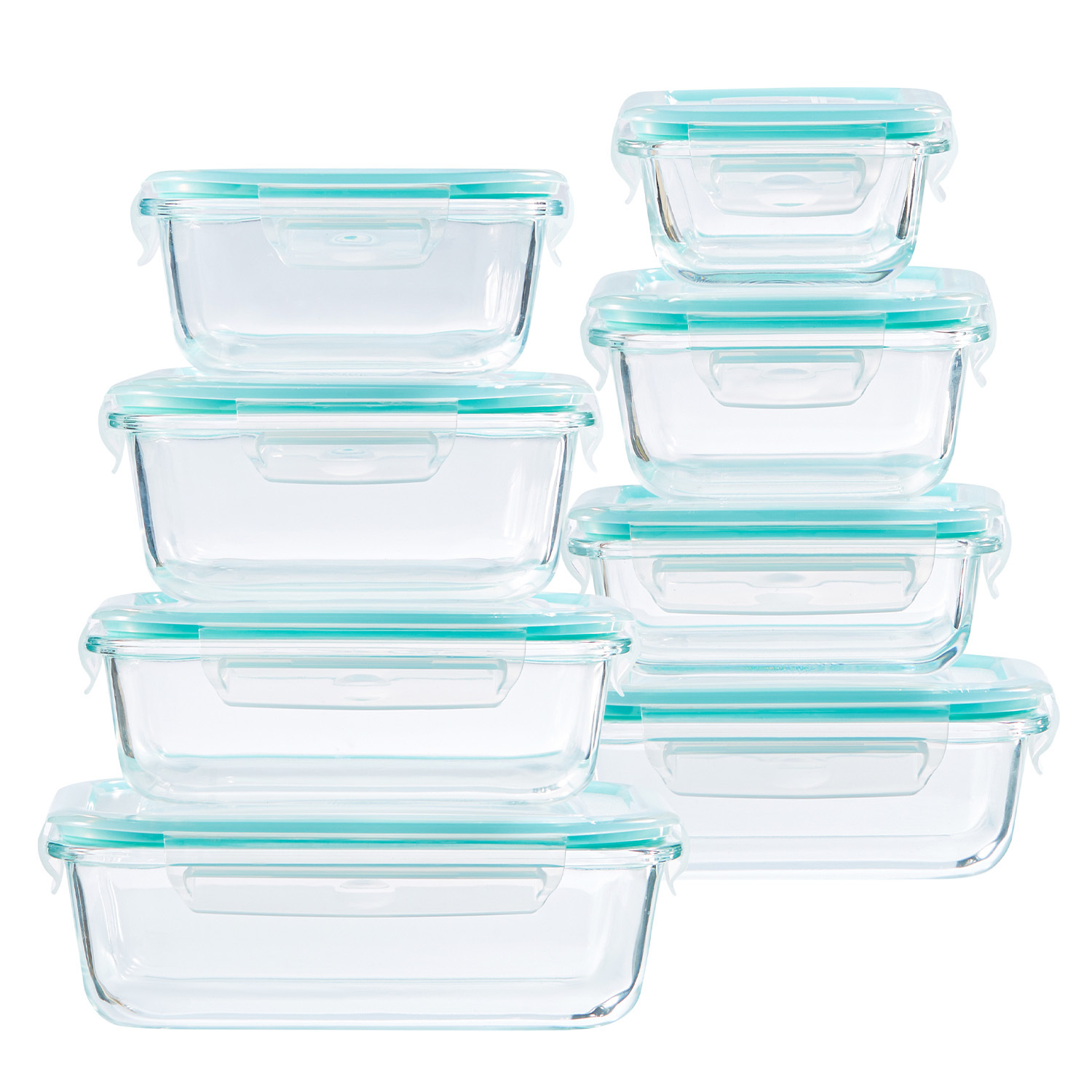 item picture Set of 16 Glass Food Storage Containers, Including Lunch Boxes And Crisper Containers, Designed for Portability. Suitable for Microwave And Dishwasher Use