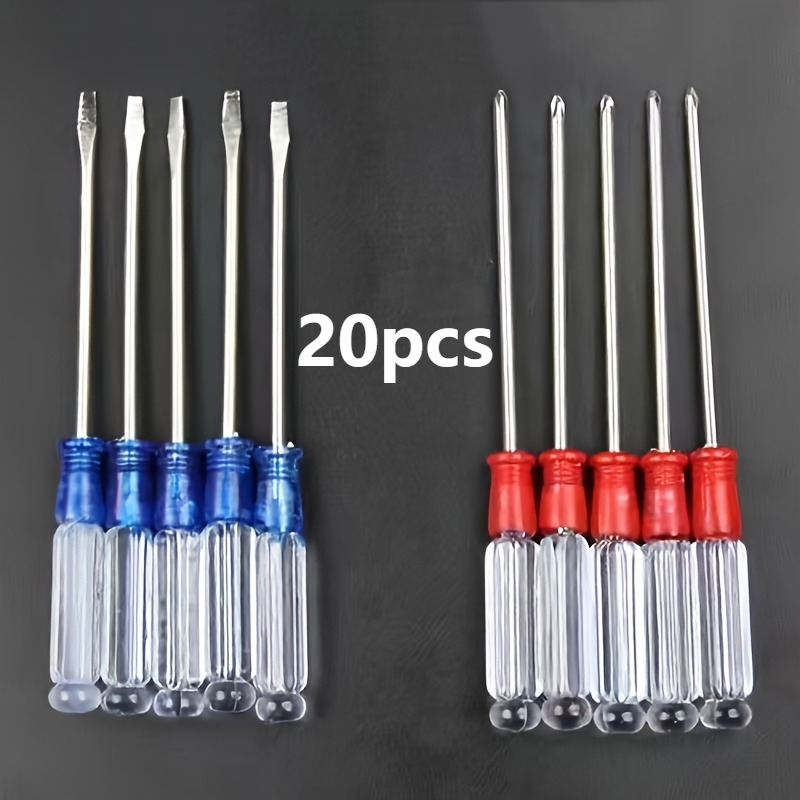 Temu – TEMU 20pcs Crystal Handle Screwdriver Set, 10 Slotted + 10 Phillips Screwdrivers, Durable For Home & Industrial Use