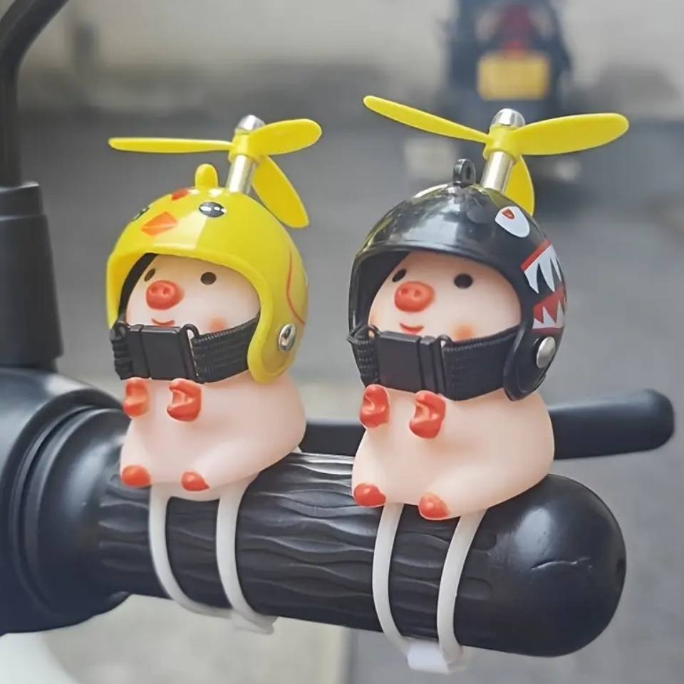 2pcscute Piggy Handlebar Accessory For Motorcycles & Bicycles - Durable Pvc, Perfect Gift For Pig Lovers
