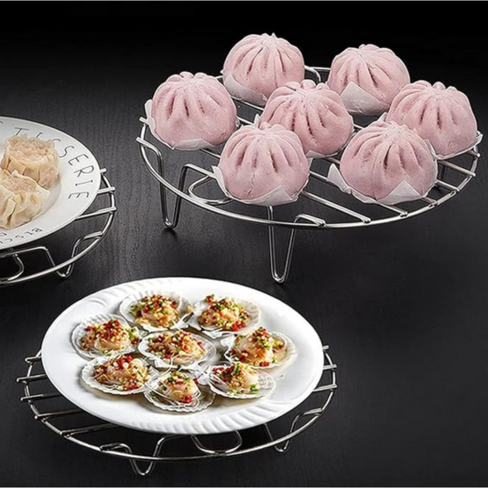 Grille Vapeur Pliable En Inox Avec Poignées Silicone - Compatible Autocuiseurs 6L Et 8L - 19,7x15,6 Cm - 9