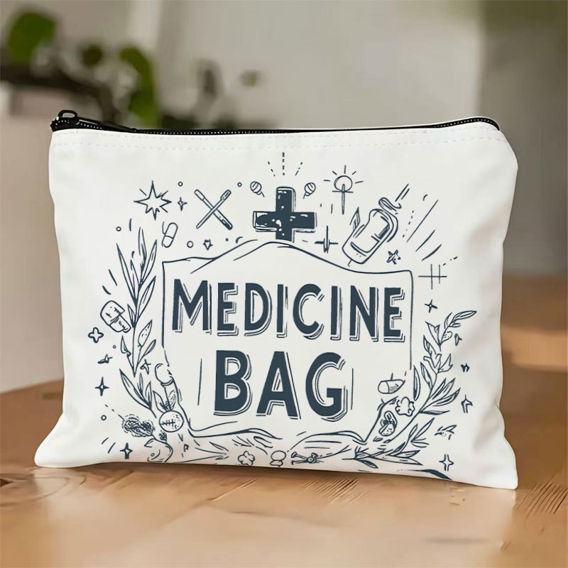 TEMU Bolsa de Medicina Estampado , Bolsa Portátil de Primeros Auxilios y Organizador de Pastillas, Neceser Cosmético con Cremallera para Enfermeras,