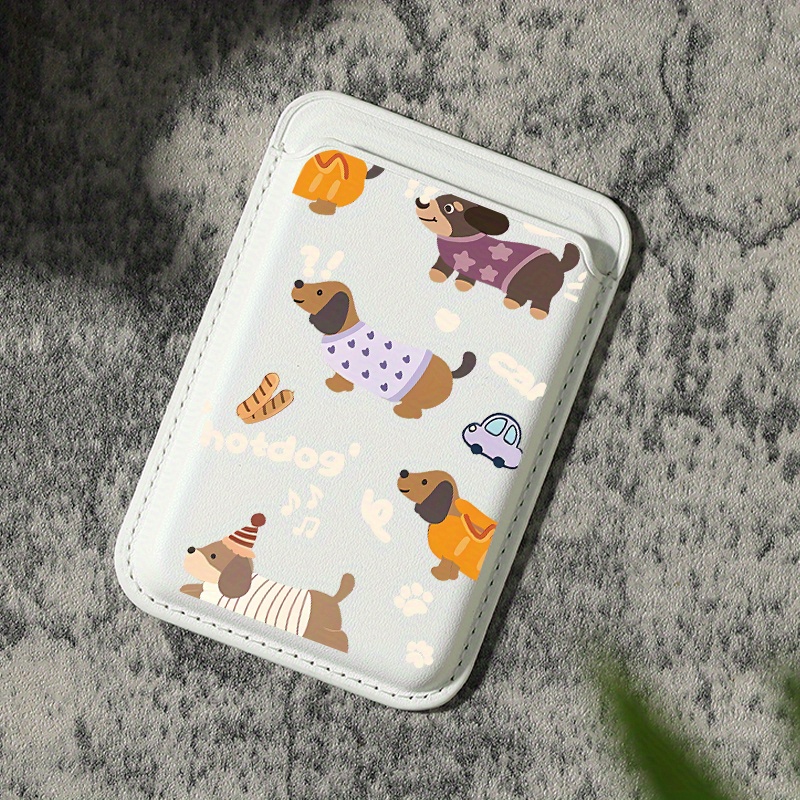 E-shop 2025 Neues, stilvolles und elegantes Dackel-Design, magnetischer Kartenhalter aus Kunstleder für iPhone 16, 15, 14, 13, 12 Pro Max. Diese