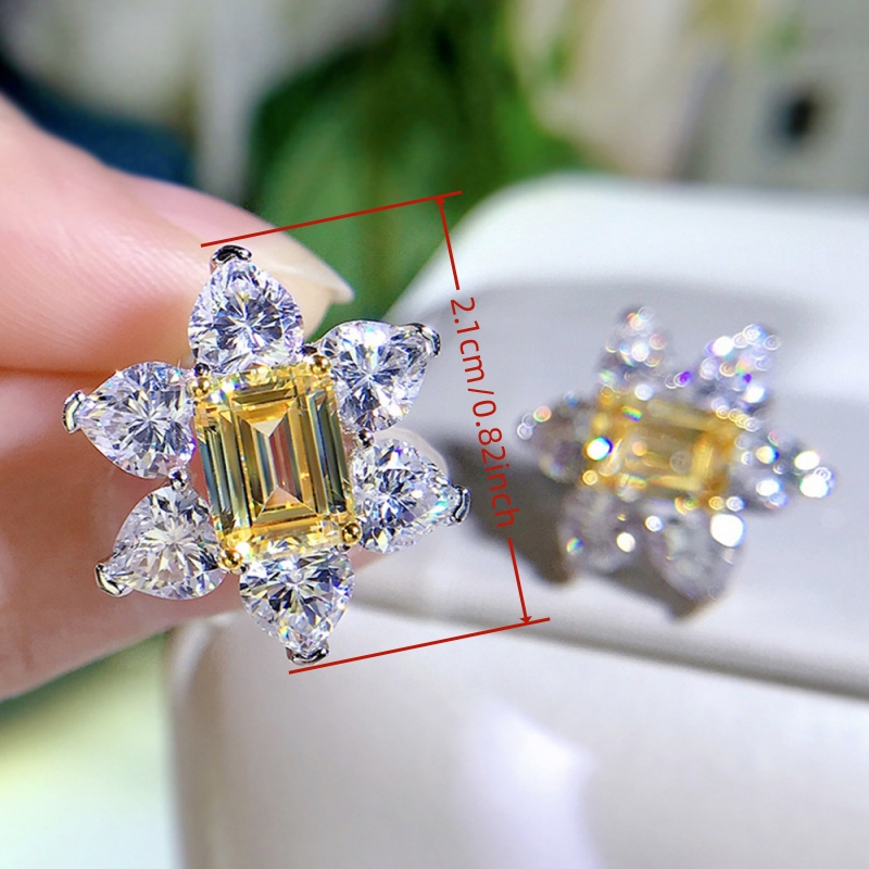 Luxury Inlaid Yellow Zirconia Flower Stud Earrings
