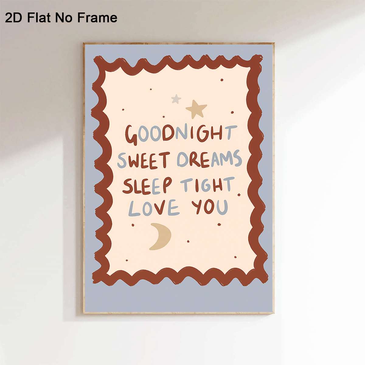TEMU 2d Flat, 2d Flat, Frameless Canvas Poster In 2d, Featuring A Design That Says 'goodnight , Sleep Tight, Love You' Along With Stars And A Moon.
