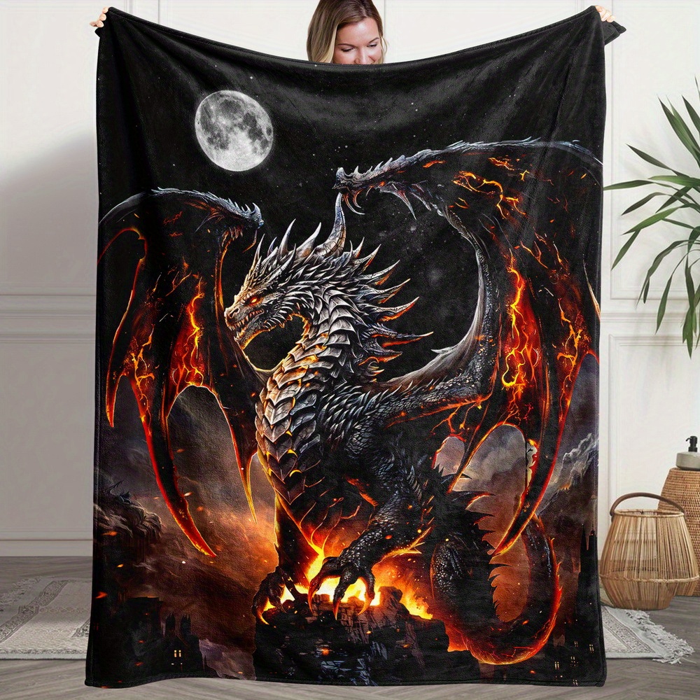 TEMU A Fluffy Blanket Featuring A Print, A White Throw Blanket Perfect For , Suitable For The Sofa, A Winter Warm Blanket, Decor For The Living Room