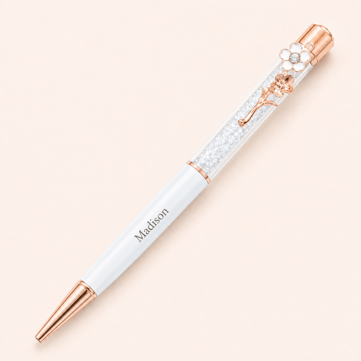 TEMU [custom Engraved Pen] 12 Colors Custom Carved Clip-on Pen | Metal Rotating Rod, Rhinestone Embellishment, Student And Holiday Personalized Gift,