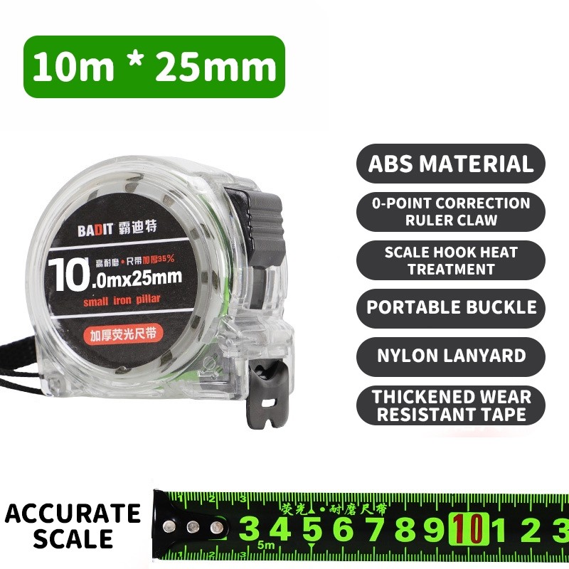 TEMU 10meter Fluorescent Measuring Tape Steel Tape Measure Heavy Duty Meter Tape Measuring Tool