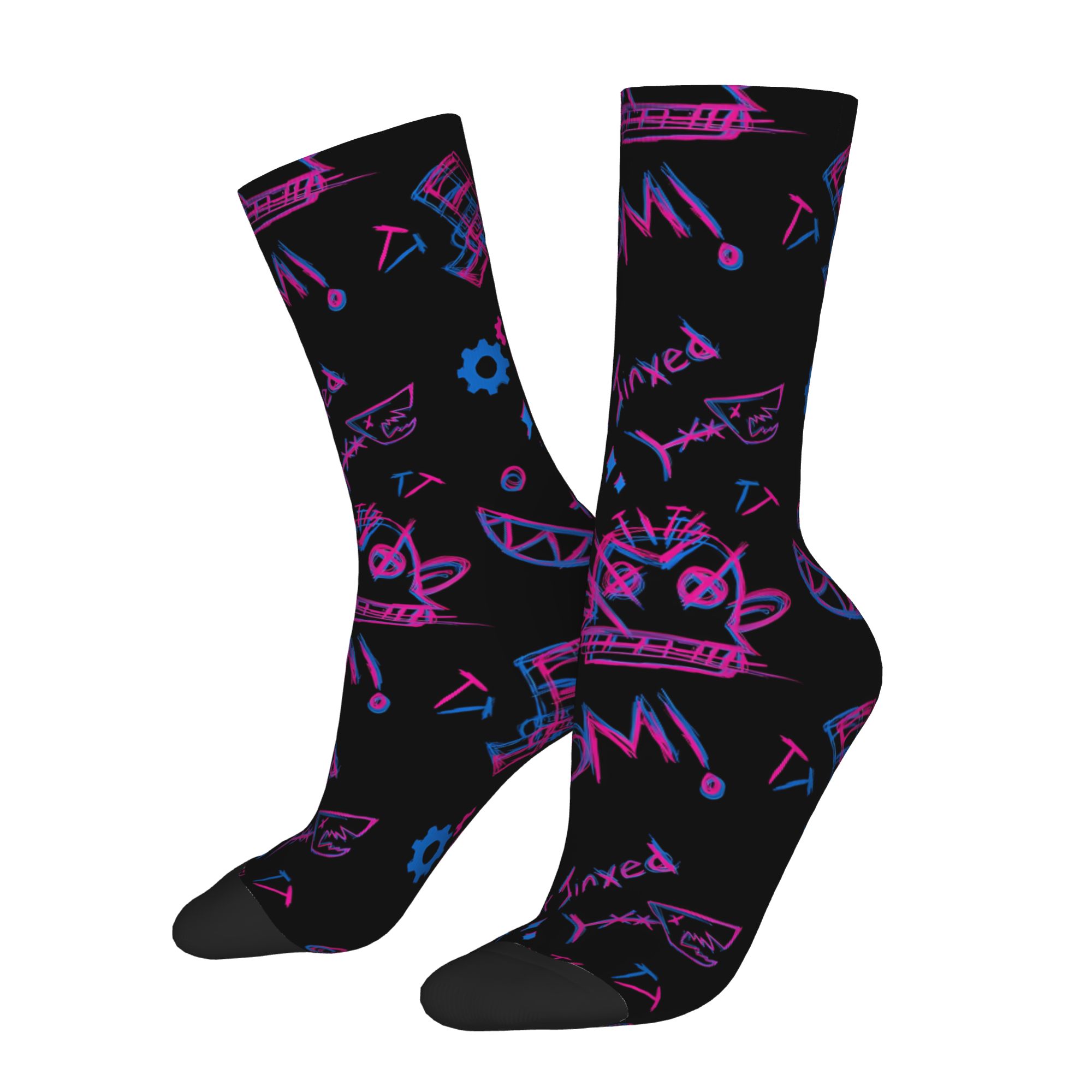 TEMU 1 Pair Funny Happy Get Jinxed Retro Harajuku Hip Hop Novelty Pattern Crazy Sock