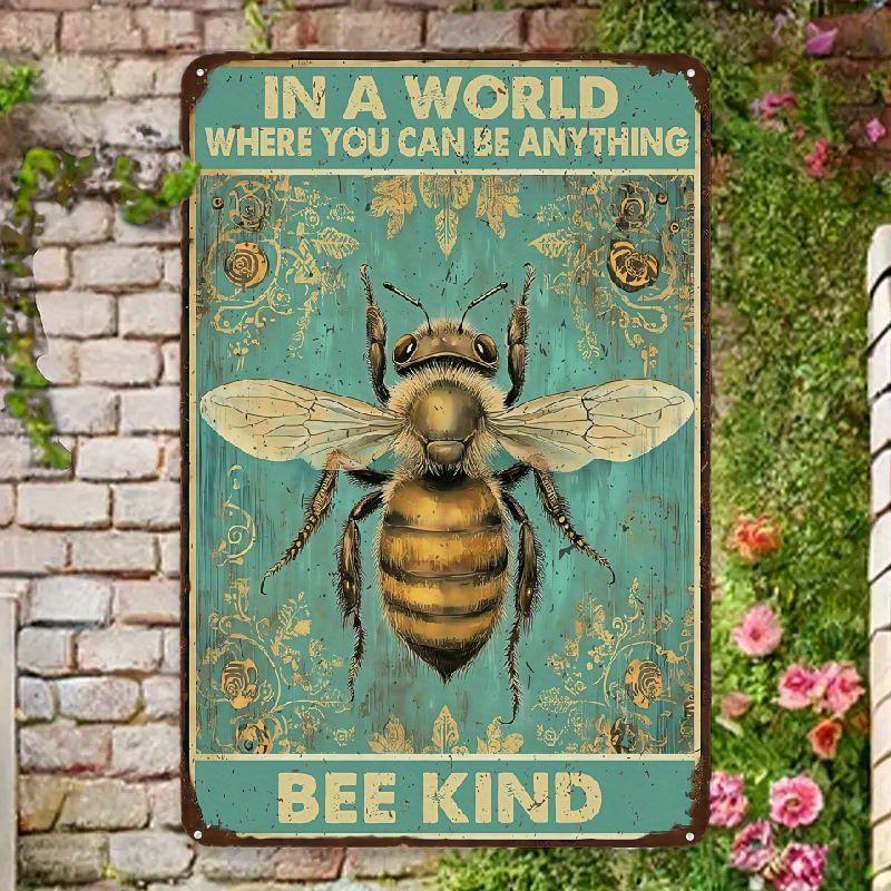 TEMU 2d Flat, Vintage Wooden Sign - Inspirational Wall Decor For Home, Office, Kitchen, Or Garden - Vintage Wooden Plaque With Bee Illustration And