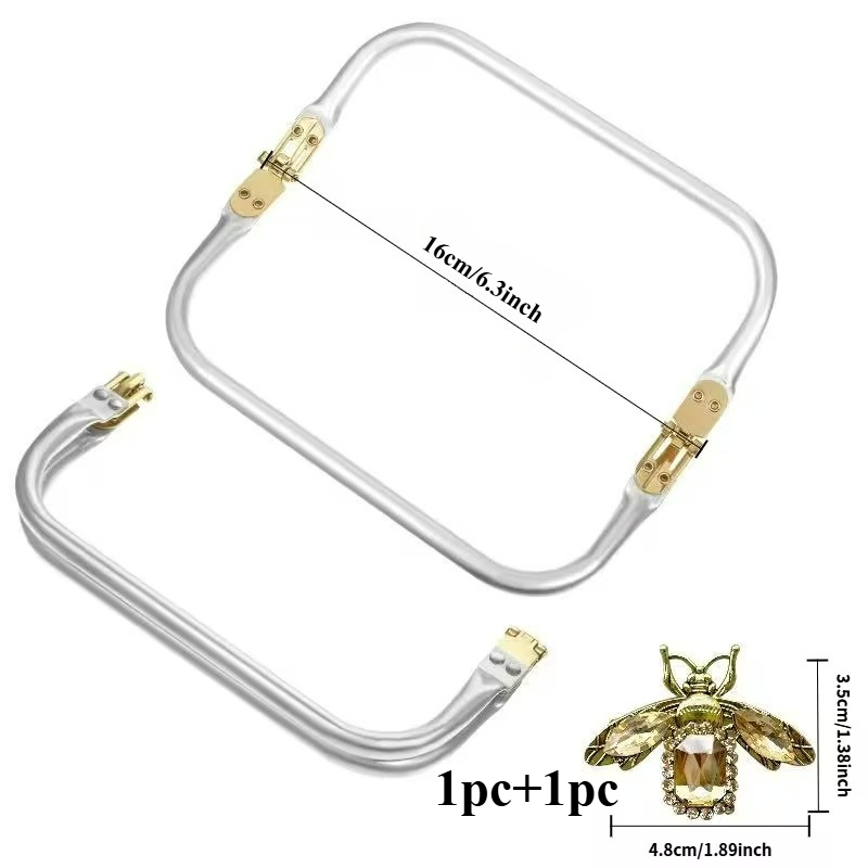 TEMU Set accessori hardware per borsa all'uncinetto fai da te, telaio rettangolare per borsetta in alluminio con lucchetto chiaro e a forma di ape