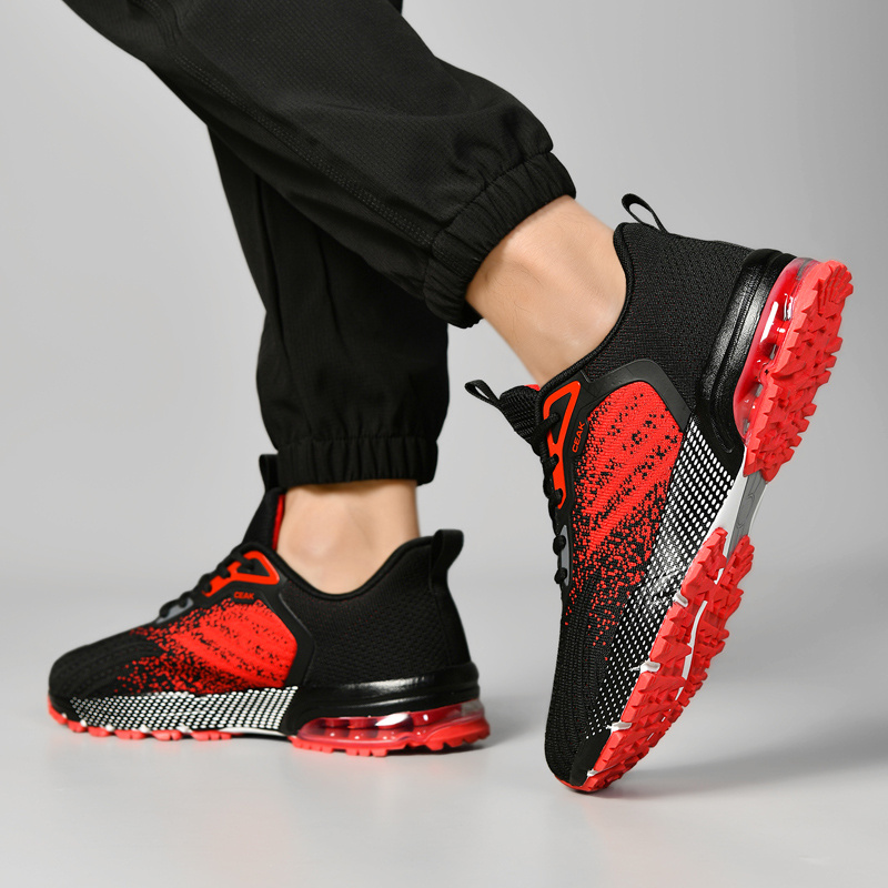 Men's Breathable Knit Sneakers - Lightweight Cushioned MD/TPU Sole, Sharp Toe Design for Hiking, Yoga & Training - Black with Teal Accents, Striped/Checkered/Pure Color Options, All-Season Low-Top Sneakers, Hiking Footwear, Sporty Aesthetic, Flexible Interior Lining