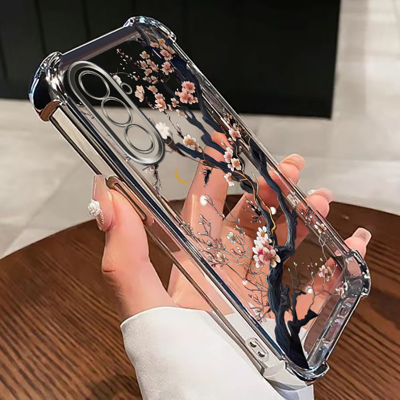 TEMU Phone Case - Flower On Branch Clear Phone Case, For Galaxy A37, Galaxy A57 5g, Soft Case Full Coverage 4-corner Shockproof, Lens Protection,