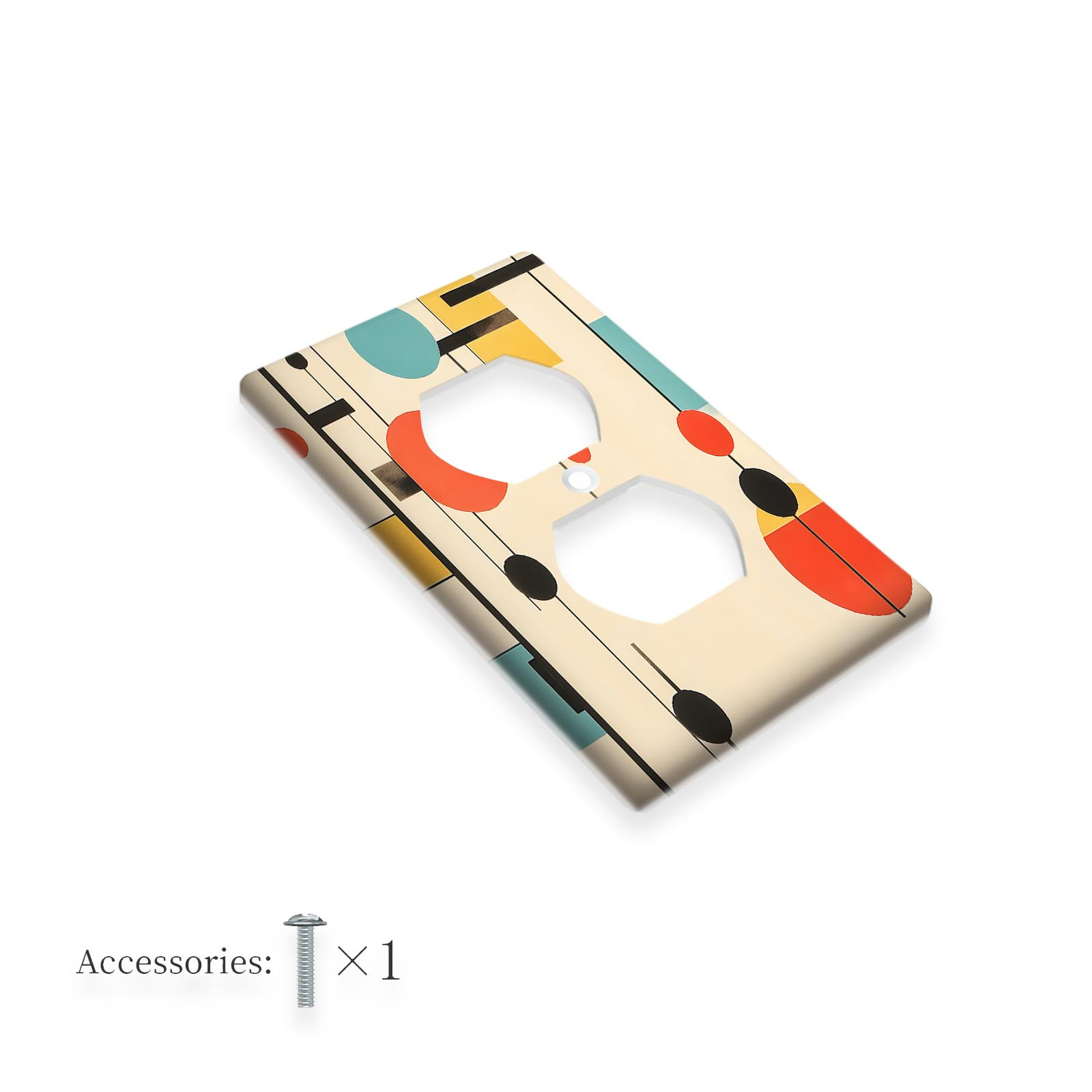 TEMU 1pc Couverture de Commutateur d'Éclairage Décoratif Style Mi-Siècle Moderne - Plaque Murale Rétro Ferme avec Motif Géométrique Coloré pour