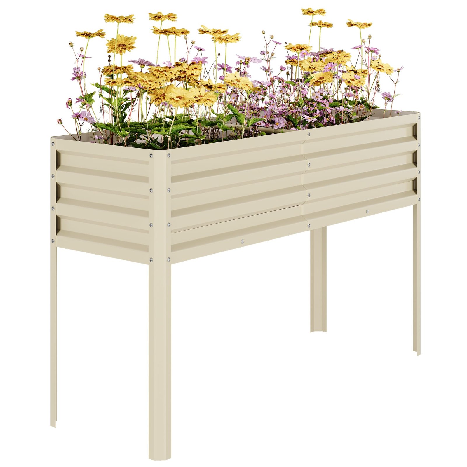 high quality raised garden bed box style   self watering raised garden bed with legs 32 inch tall galvanized steel planter   rust resistant   for vegetables flowers herbs outdoor patio backyard