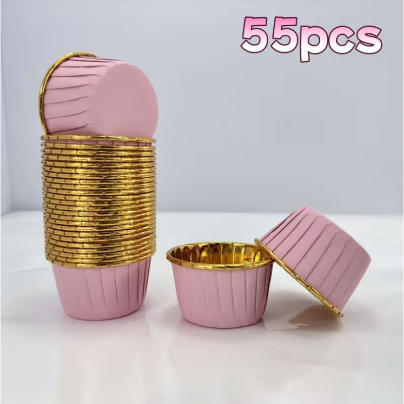 TEMU Luxury 55pcs Pink Cupcake Liners, Elegant Disposable Cake Cups, Oilproof Muffin Wrappers For Wedding, Birthday & Bakery Dessert Decor. Halloween