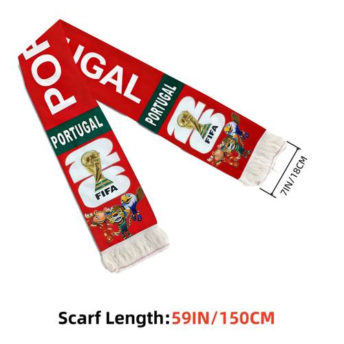 1pc football scarf portugal 2026 viewing scarf fan decoration soccer scarf essential item for support on match days qmwj0228