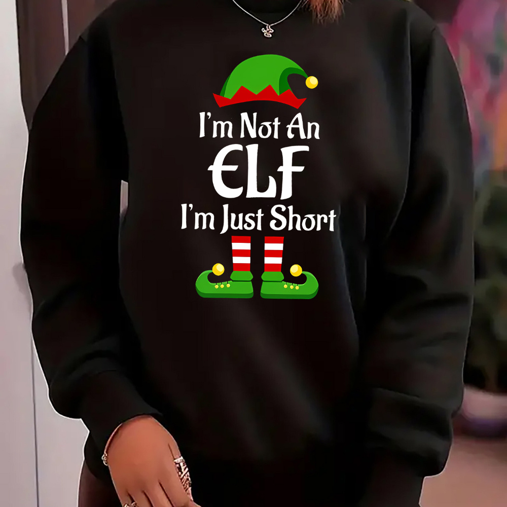 

Christmas Elf Graphic Sweatshirt - 100% Knit , , Long Pullover For ,