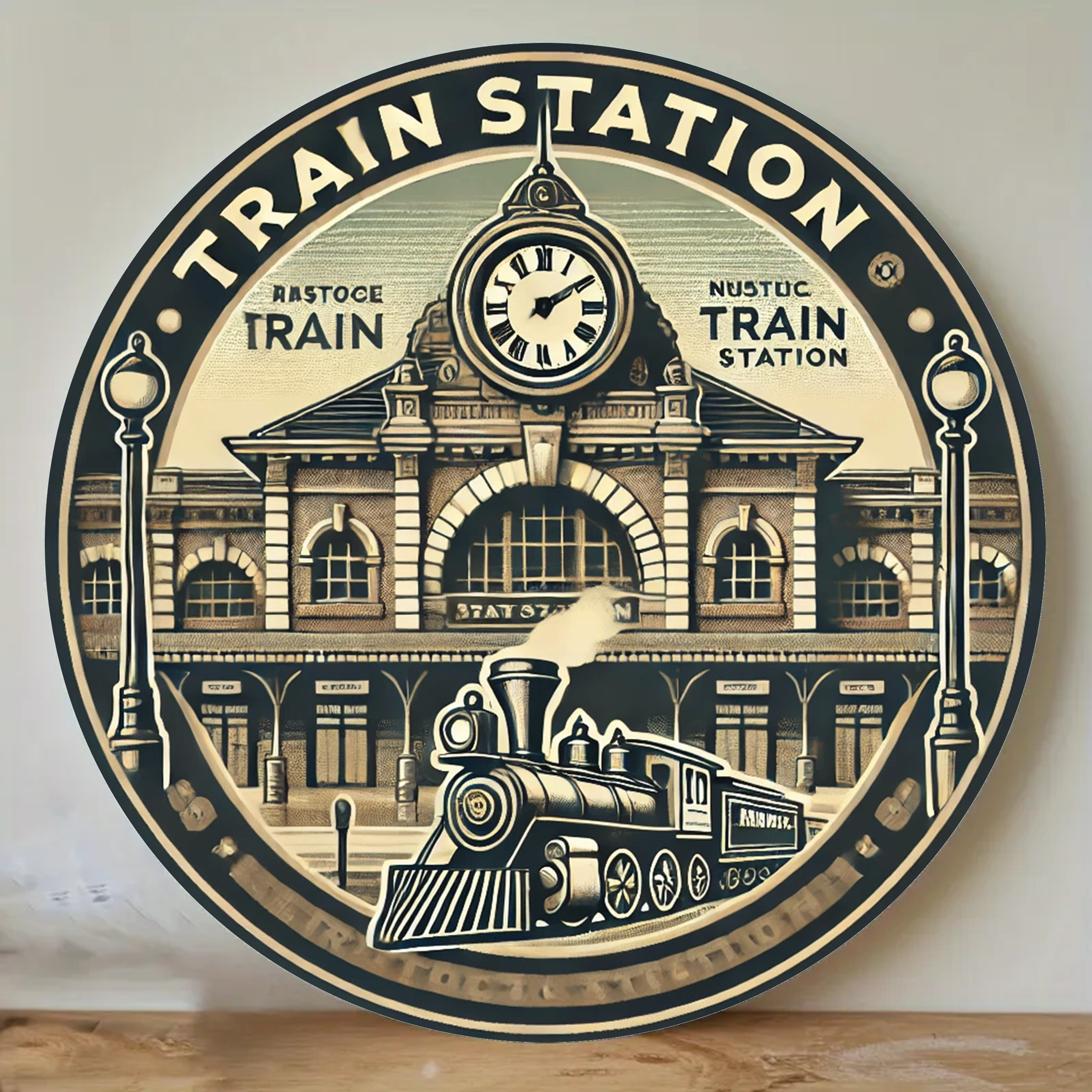 

Room Decor Vintage Train Station Themed 7.8" Aluminum Metal Sign, Non-illuminated, Weather-resistant Wall Art For Indoor/outdoor, Bathroom, Office, Restaurant, Garden, Cafe, Bar Decor