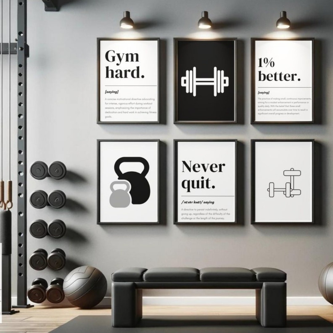 

6pcs Art Motivational Gym Wall Art Set, 8x10 Inch Paper Posters For Home Fitness, Living Room, Bedroom, Bathroom, Study Decor