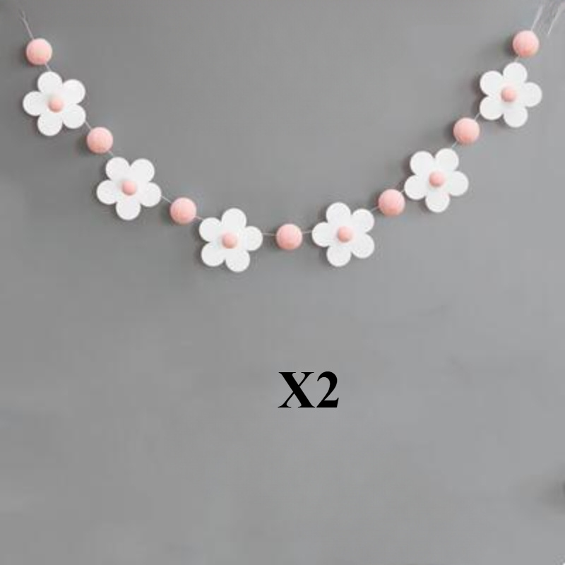 Set Of And White Felt Flower Decorative Pendants, Ideal For Birthday Party Banners And Wall Decor