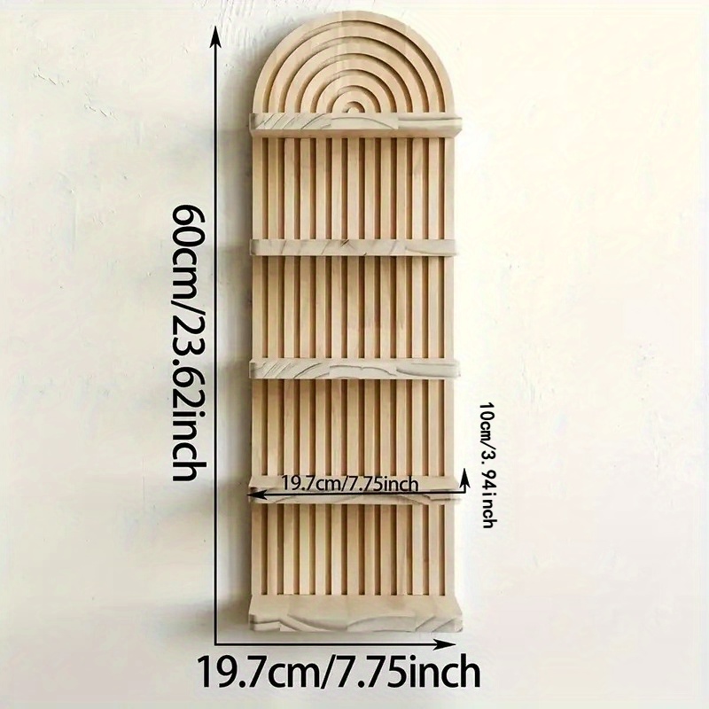 E-shop Böhmische Holz 3-stöckige/5-stöckige ovale Wand-Pflanzregal - Minimalistische Wohn- und Schlafzimmerdekoration, Wohnzimmer-Holzregal, Böhmischer